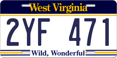 WV license plate 2YF471