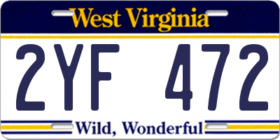 WV license plate 2YF472