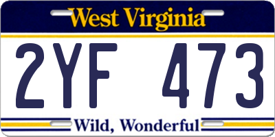 WV license plate 2YF473