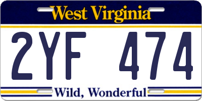 WV license plate 2YF474
