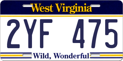 WV license plate 2YF475