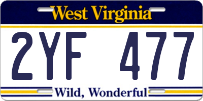 WV license plate 2YF477