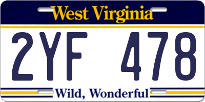 WV license plate 2YF478