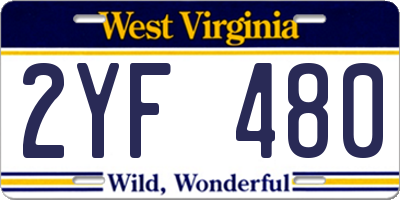 WV license plate 2YF480