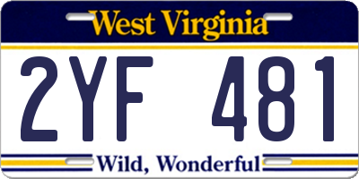 WV license plate 2YF481