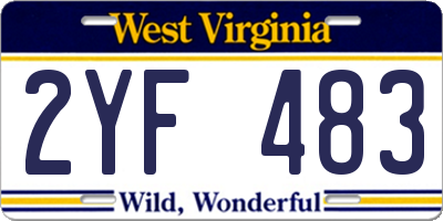 WV license plate 2YF483