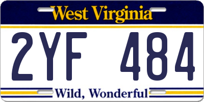 WV license plate 2YF484