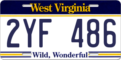 WV license plate 2YF486