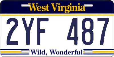 WV license plate 2YF487