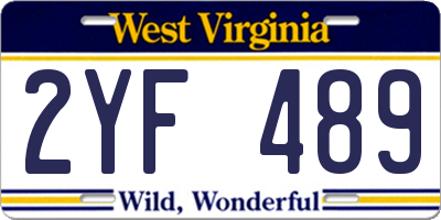 WV license plate 2YF489