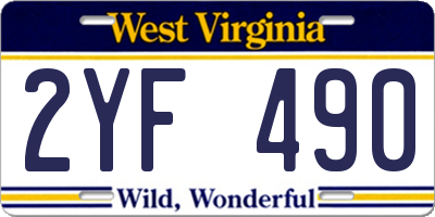 WV license plate 2YF490
