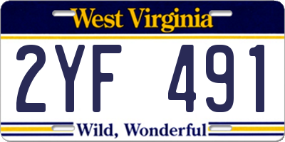 WV license plate 2YF491