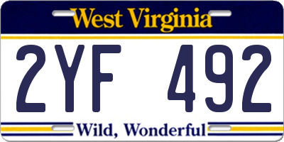WV license plate 2YF492