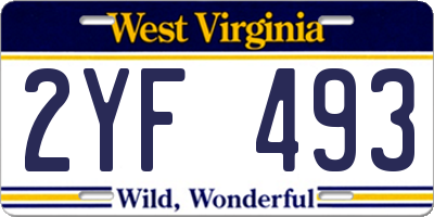 WV license plate 2YF493