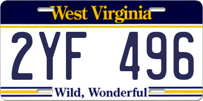 WV license plate 2YF496