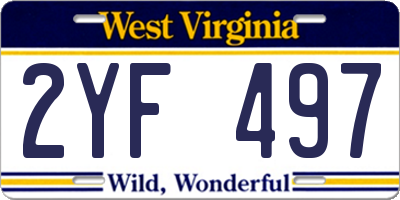 WV license plate 2YF497