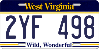 WV license plate 2YF498