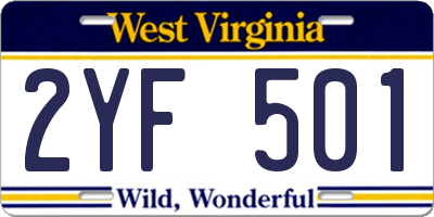 WV license plate 2YF501