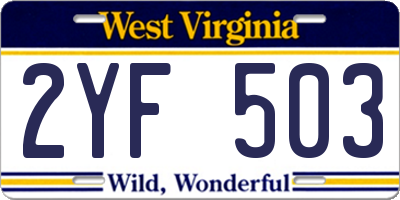 WV license plate 2YF503