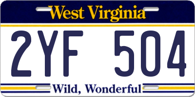 WV license plate 2YF504