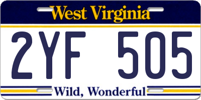 WV license plate 2YF505