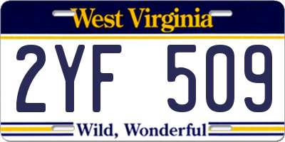 WV license plate 2YF509