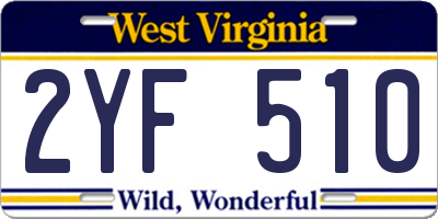 WV license plate 2YF510