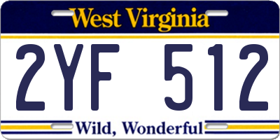 WV license plate 2YF512