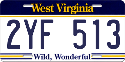WV license plate 2YF513