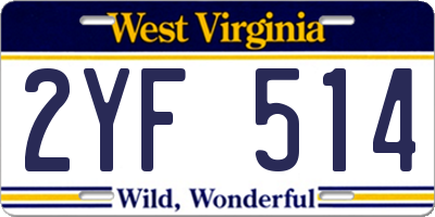 WV license plate 2YF514