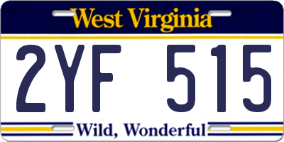 WV license plate 2YF515