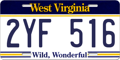 WV license plate 2YF516