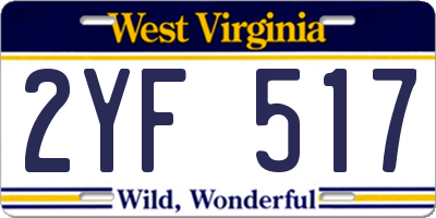 WV license plate 2YF517