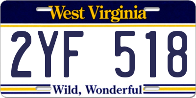 WV license plate 2YF518