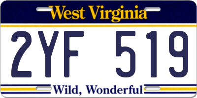 WV license plate 2YF519
