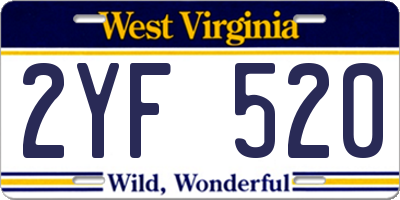 WV license plate 2YF520