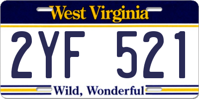 WV license plate 2YF521