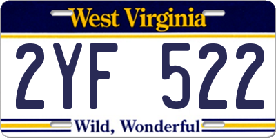 WV license plate 2YF522