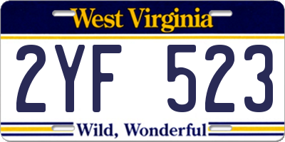 WV license plate 2YF523