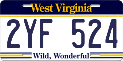 WV license plate 2YF524