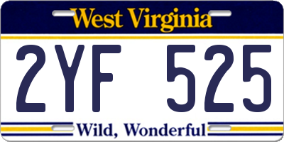 WV license plate 2YF525