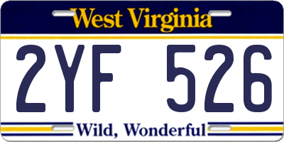 WV license plate 2YF526