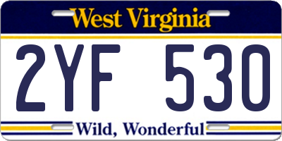 WV license plate 2YF530