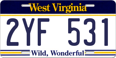 WV license plate 2YF531