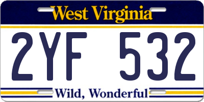 WV license plate 2YF532