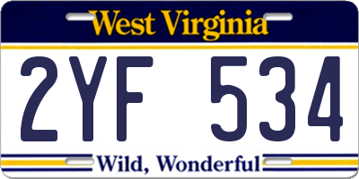 WV license plate 2YF534