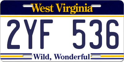 WV license plate 2YF536
