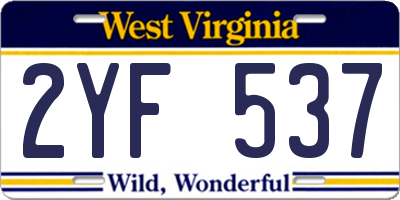 WV license plate 2YF537