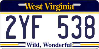 WV license plate 2YF538
