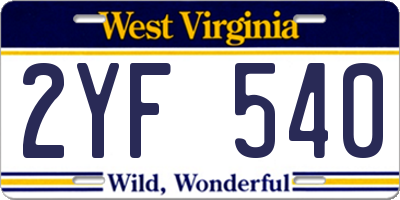WV license plate 2YF540
